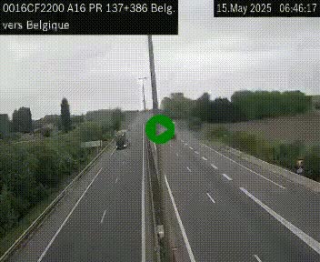 <h2>Webcam à la frontière franco-belge au niveau de Bray-Dunes/De-Panne sur l'autoroute A16. Vue orientée vers la Belgique</h2>