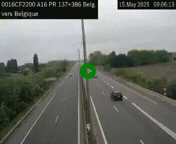 <h2>Webcam à la frontière franco-belge au niveau de Bray-Dunes/De-Panne sur l'autoroute A16. Vue orientée vers la Belgique</h2>