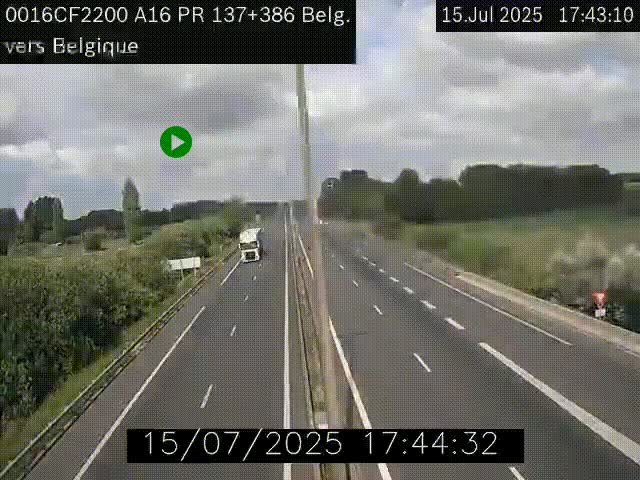 <h2>Webcam à la frontière franco-belge au niveau de Bray-Dunes/De-Panne sur l'autoroute A16. Vue orientée vers la Belgique</h2>