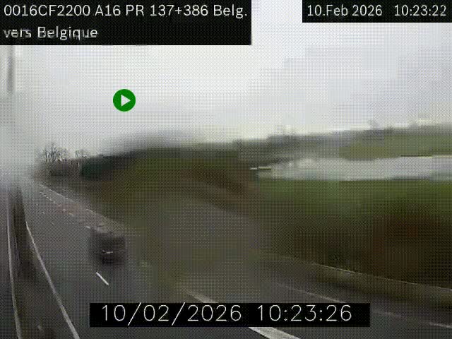 <h2>Webcam à la frontière franco-belge au niveau de Bray-Dunes/De-Panne sur l'autoroute A16. Vue orientée vers la Belgique</h2>
