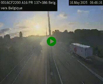 <h2>Webcam à la frontière franco-belge au niveau de Bray-Dunes/De-Panne sur l'autoroute A16. Vue orientée vers la Belgique</h2>