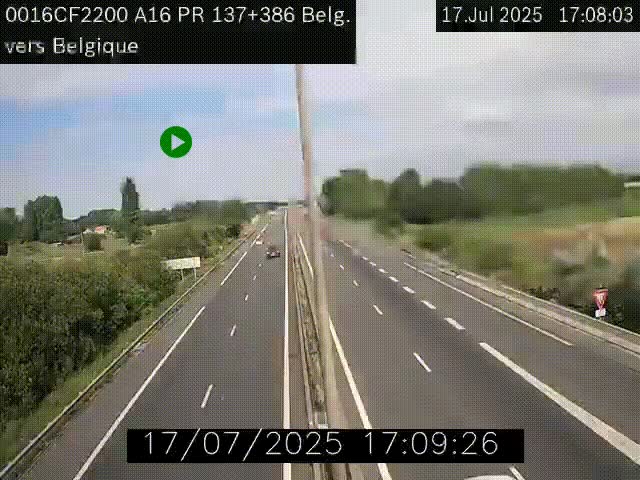 <h2>Webcam à la frontière franco-belge au niveau de Bray-Dunes/De-Panne sur l'autoroute A16. Vue orientée vers la Belgique</h2>