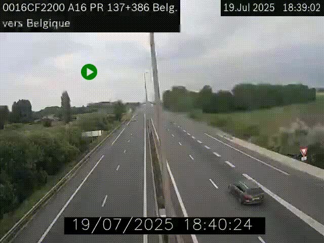 <h2>Webcam à la frontière franco-belge au niveau de Bray-Dunes/De-Panne sur l'autoroute A16. Vue orientée vers la Belgique</h2>