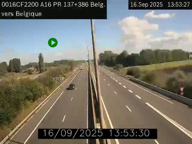 <h2>Webcam à la frontière franco-belge au niveau de Bray-Dunes/De-Panne sur l'autoroute A16. Vue orientée vers la Belgique</h2>