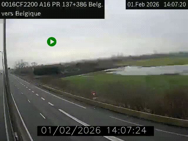 <h2>Webcam à la frontière franco-belge au niveau de Bray-Dunes/De-Panne sur l'autoroute A16. Vue orientée vers la Belgique</h2>
