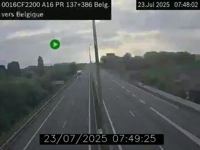 <h2>Webcam à la frontière franco-belge au niveau de Bray-Dunes/De-Panne sur l'autoroute A16. Vue orientée vers la Belgique</h2>