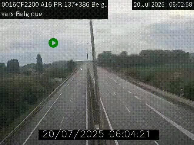 <h2>Webcam à la frontière franco-belge au niveau de Bray-Dunes/De-Panne sur l'autoroute A16. Vue orientée vers la Belgique</h2>