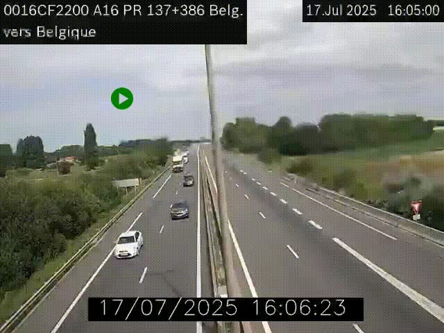<h2>Webcam à la frontière franco-belge au niveau de Bray-Dunes/De-Panne sur l'autoroute A16. Vue orientée vers la Belgique</h2>