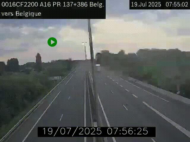 <h2>Webcam à la frontière franco-belge au niveau de Bray-Dunes/De-Panne sur l'autoroute A16. Vue orientée vers la Belgique</h2>