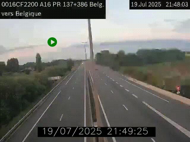 <h2>Webcam à la frontière franco-belge au niveau de Bray-Dunes/De-Panne sur l'autoroute A16. Vue orientée vers la Belgique</h2>