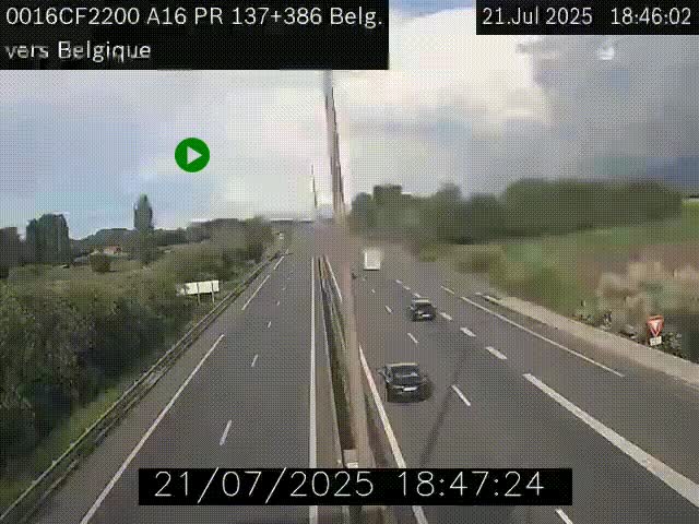 <h2>Webcam à la frontière franco-belge au niveau de Bray-Dunes/De-Panne sur l'autoroute A16. Vue orientée vers la Belgique</h2>