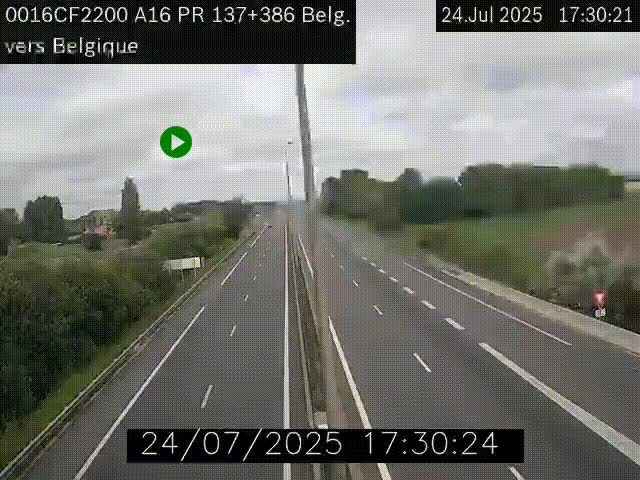 <h2>Webcam à la frontière franco-belge au niveau de Bray-Dunes/De-Panne sur l'autoroute A16. Vue orientée vers la Belgique</h2>