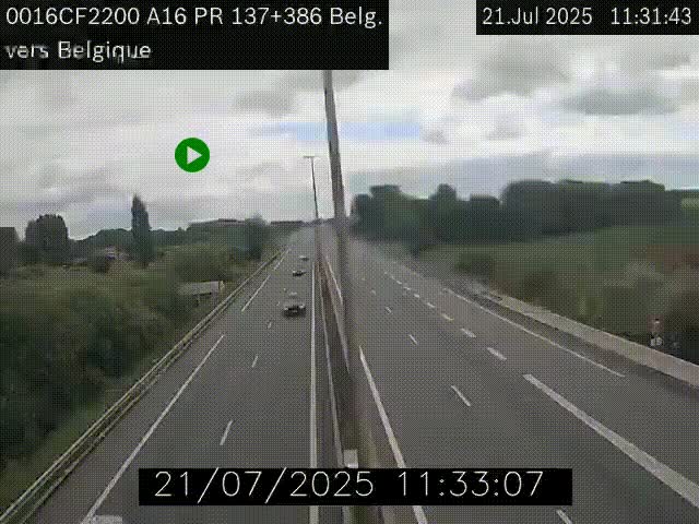 <h2>Webcam à la frontière franco-belge au niveau de Bray-Dunes/De-Panne sur l'autoroute A16. Vue orientée vers la Belgique</h2>