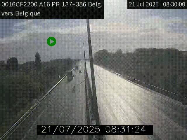 <h2>Webcam à la frontière franco-belge au niveau de Bray-Dunes/De-Panne sur l'autoroute A16. Vue orientée vers la Belgique</h2>