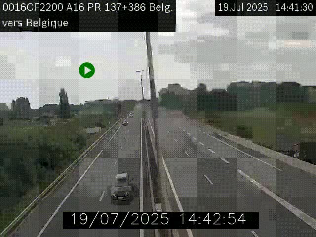 <h2>Webcam à la frontière franco-belge au niveau de Bray-Dunes/De-Panne sur l'autoroute A16. Vue orientée vers la Belgique</h2>