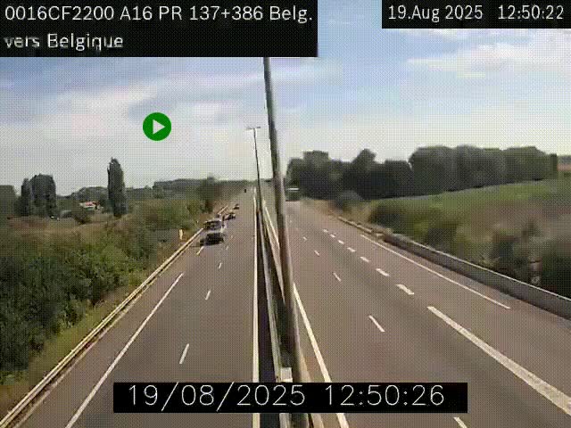 <h2>Webcam à la frontière franco-belge au niveau de Bray-Dunes/De-Panne sur l'autoroute A16. Vue orientée vers la Belgique</h2>