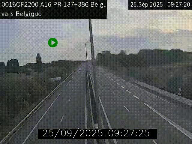 <h2>Webcam à la frontière franco-belge au niveau de Bray-Dunes/De-Panne sur l'autoroute A16. Vue orientée vers la Belgique</h2>