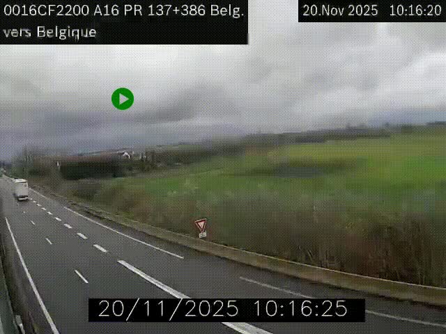 Webcam à la frontière franco-belge au niveau de Bray-Dunes/De-Panne sur l'autoroute A16. Vue orientée vers la Belgique