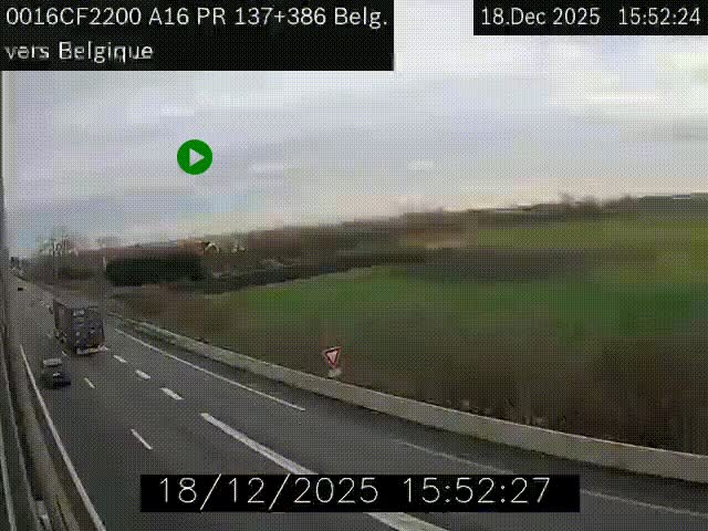 Webcam à la frontière franco-belge au niveau de Bray-Dunes/De-Panne sur l'autoroute A16. Vue orientée vers la Belgique