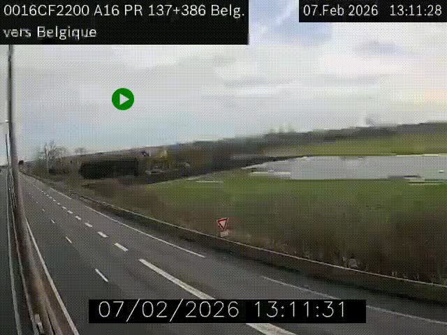 <h2>Webcam à la frontière franco-belge au niveau de Bray-Dunes/De-Panne sur l'autoroute A16. Vue orientée vers la Belgique</h2>