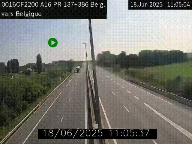 <h2>Webcam à la frontière franco-belge au niveau de Bray-Dunes/De-Panne sur l'autoroute A16. Vue orientée vers la Belgique</h2>
