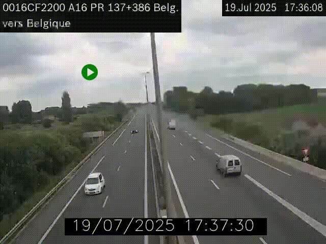 <h2>Webcam à la frontière franco-belge au niveau de Bray-Dunes/De-Panne sur l'autoroute A16. Vue orientée vers la Belgique</h2>
