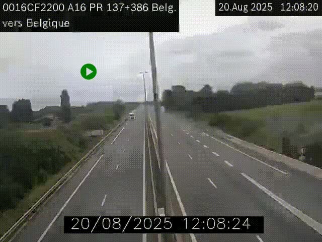 <h2>Webcam à la frontière franco-belge au niveau de Bray-Dunes/De-Panne sur l'autoroute A16. Vue orientée vers la Belgique</h2>