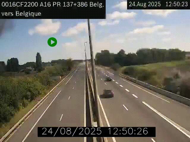 <h2>Webcam à la frontière franco-belge au niveau de Bray-Dunes/De-Panne sur l'autoroute A16. Vue orientée vers la Belgique</h2>