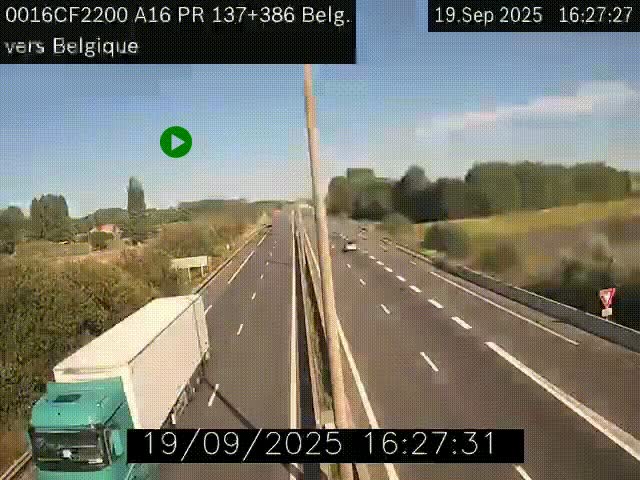<h2>Webcam à la frontière franco-belge au niveau de Bray-Dunes/De-Panne sur l'autoroute A16. Vue orientée vers la Belgique</h2>