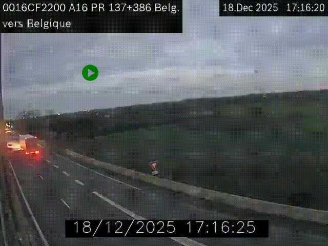<h2>Webcam à la frontière franco-belge au niveau de Bray-Dunes/De-Panne sur l'autoroute A16. Vue orientée vers la Belgique</h2>