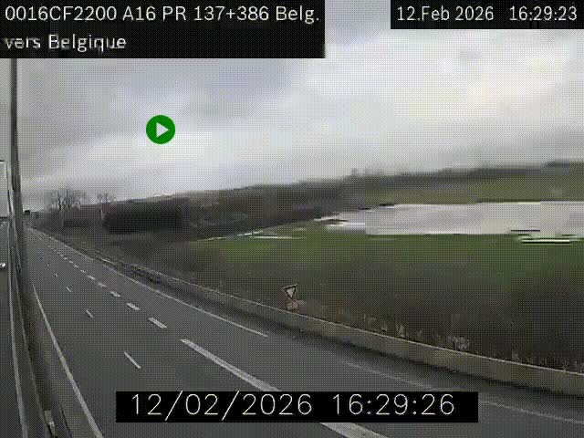 <h2>Webcam à la frontière franco-belge au niveau de Bray-Dunes/De-Panne sur l'autoroute A16. Vue orientée vers la Belgique</h2>