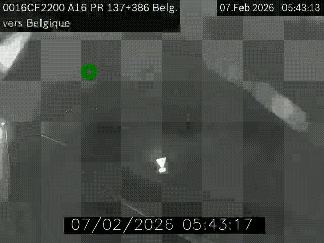 Webcam à la frontière franco-belge au niveau de Bray-Dunes/De-Panne sur l'autoroute A16. Vue orientée vers la Belgique