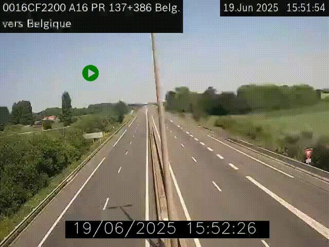 <h2>Webcam à la frontière franco-belge au niveau de Bray-Dunes/De-Panne sur l'autoroute A16. Vue orientée vers la Belgique</h2>