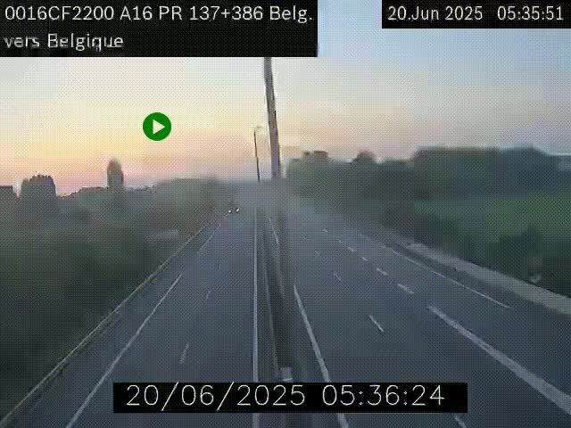 <h2>Webcam à la frontière franco-belge au niveau de Bray-Dunes/De-Panne sur l'autoroute A16. Vue orientée vers la Belgique</h2>