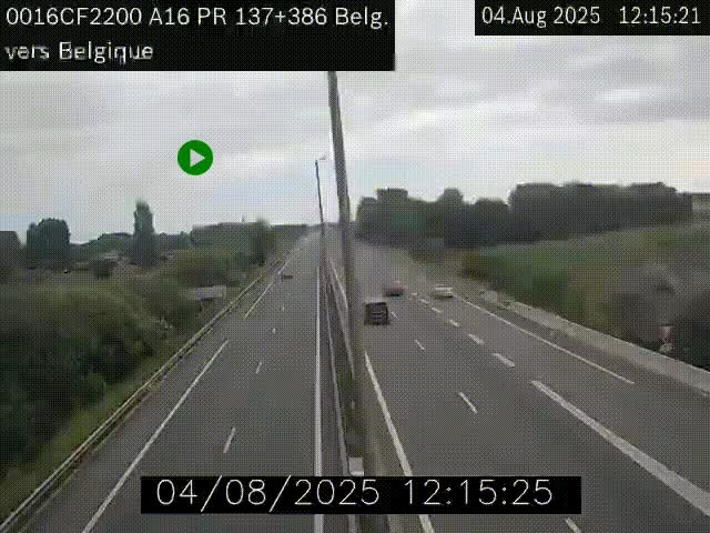 <h2>Webcam à la frontière franco-belge au niveau de Bray-Dunes/De-Panne sur l'autoroute A16. Vue orientée vers la Belgique</h2>