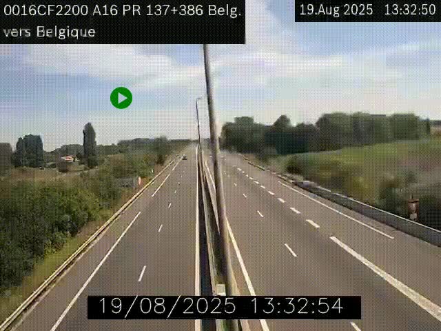 <h2>Webcam à la frontière franco-belge au niveau de Bray-Dunes/De-Panne sur l'autoroute A16. Vue orientée vers la Belgique</h2>