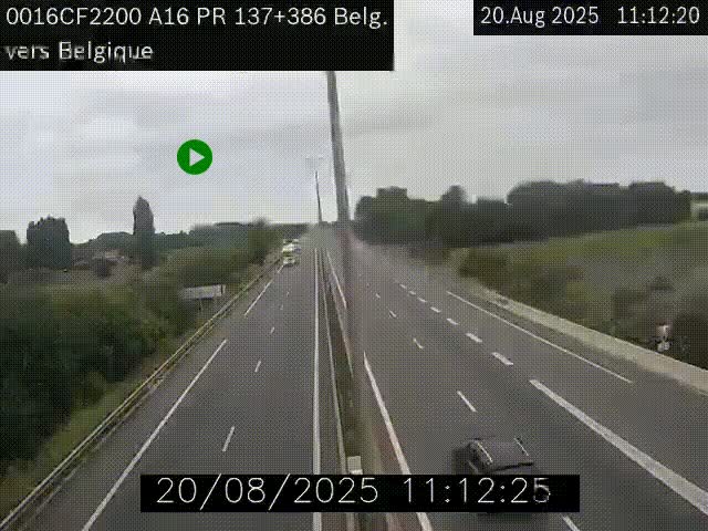 <h2>Webcam à la frontière franco-belge au niveau de Bray-Dunes/De-Panne sur l'autoroute A16. Vue orientée vers la Belgique</h2>