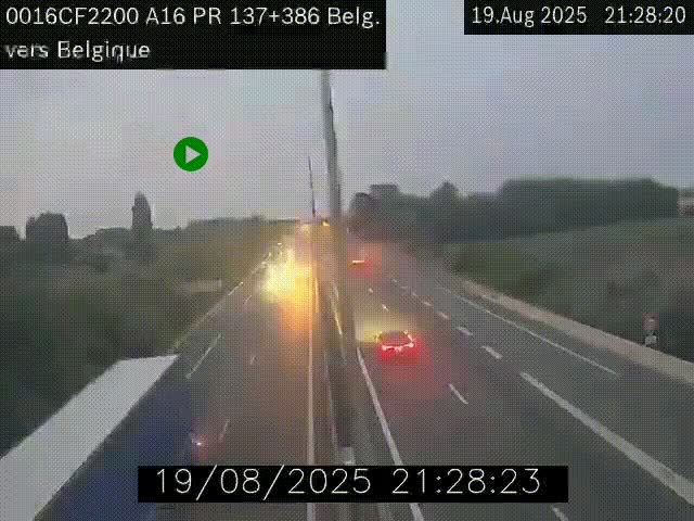 <h2>Webcam à la frontière franco-belge au niveau de Bray-Dunes/De-Panne sur l'autoroute A16. Vue orientée vers la Belgique</h2>