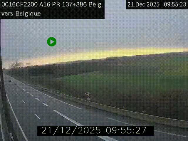 <h2>Webcam à la frontière franco-belge au niveau de Bray-Dunes/De-Panne sur l'autoroute A16. Vue orientée vers la Belgique</h2>