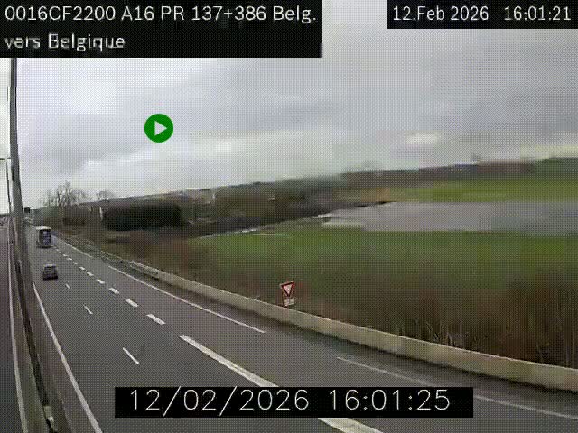 <h2>Webcam à la frontière franco-belge au niveau de Bray-Dunes/De-Panne sur l'autoroute A16. Vue orientée vers la Belgique</h2>