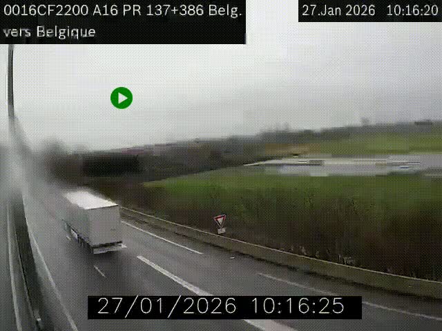 <h2>Webcam à la frontière franco-belge au niveau de Bray-Dunes/De-Panne sur l'autoroute A16. Vue orientée vers la Belgique</h2>