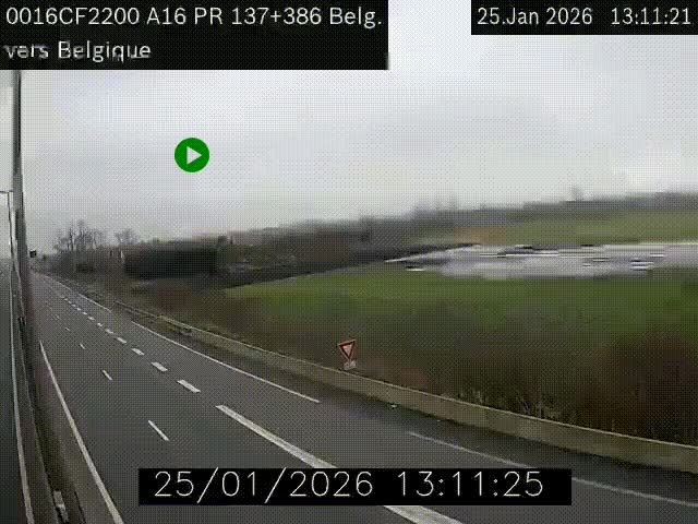 <h2>Webcam à la frontière franco-belge au niveau de Bray-Dunes/De-Panne sur l'autoroute A16. Vue orientée vers la Belgique</h2>