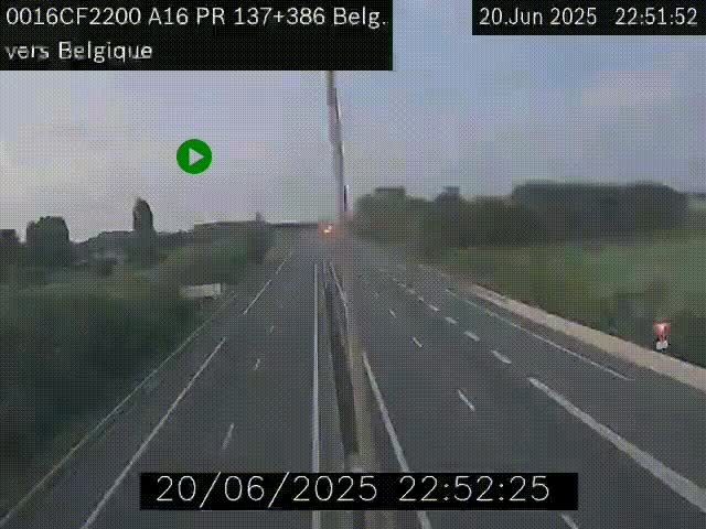 <h2>Webcam à la frontière franco-belge au niveau de Bray-Dunes/De-Panne sur l'autoroute A16. Vue orientée vers la Belgique</h2>