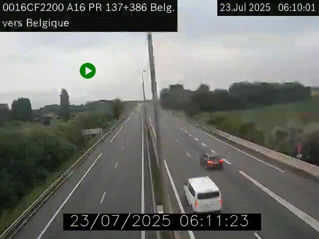 <h2>Webcam à la frontière franco-belge au niveau de Bray-Dunes/De-Panne sur l'autoroute A16. Vue orientée vers la Belgique</h2>