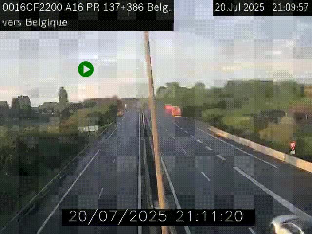 <h2>Webcam à la frontière franco-belge au niveau de Bray-Dunes/De-Panne sur l'autoroute A16. Vue orientée vers la Belgique</h2>