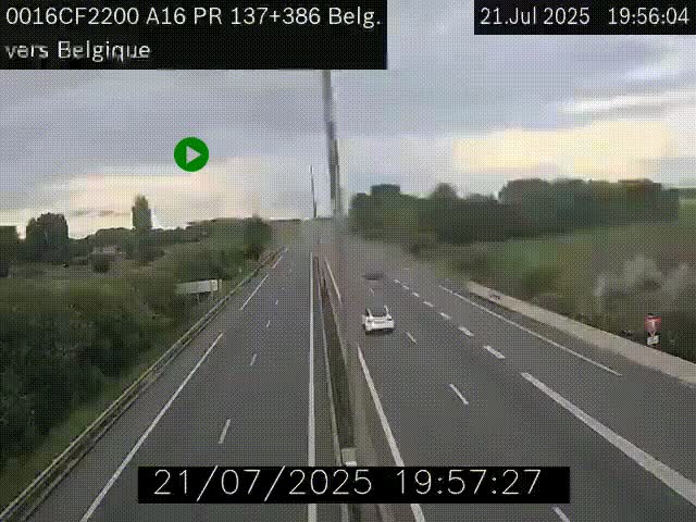 <h2>Webcam à la frontière franco-belge au niveau de Bray-Dunes/De-Panne sur l'autoroute A16. Vue orientée vers la Belgique</h2>