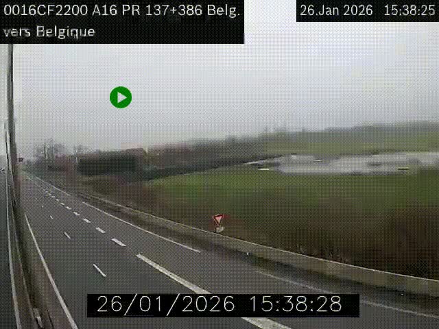 <h2>Webcam à la frontière franco-belge au niveau de Bray-Dunes/De-Panne sur l'autoroute A16. Vue orientée vers la Belgique</h2>