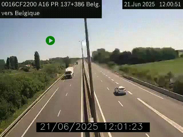<h2>Webcam à la frontière franco-belge au niveau de Bray-Dunes/De-Panne sur l'autoroute A16. Vue orientée vers la Belgique</h2>