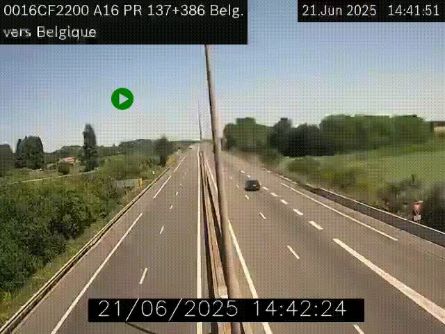 <h2>Webcam à la frontière franco-belge au niveau de Bray-Dunes/De-Panne sur l'autoroute A16. Vue orientée vers la Belgique</h2>