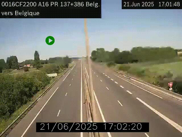 <h2>Webcam à la frontière franco-belge au niveau de Bray-Dunes/De-Panne sur l'autoroute A16. Vue orientée vers la Belgique</h2>